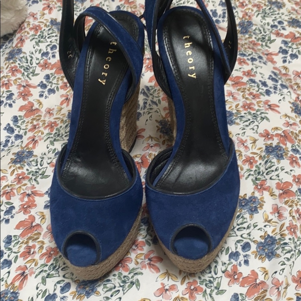 Theory Royal Blue Wedges. Worn once.